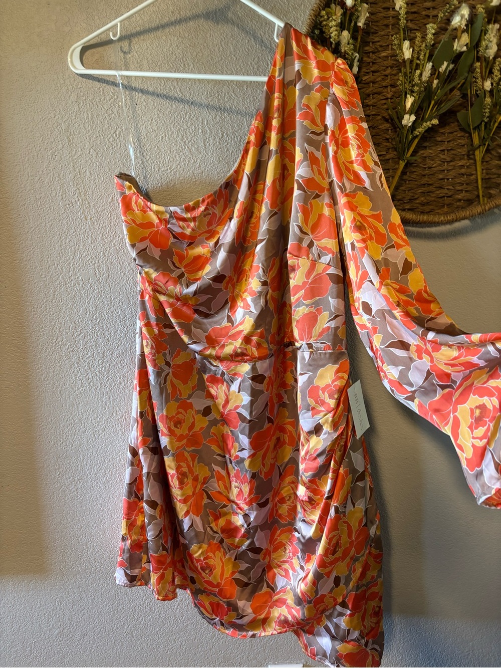 Emily Wonder Floral Satin Dress - Orange & Mustard Bloom